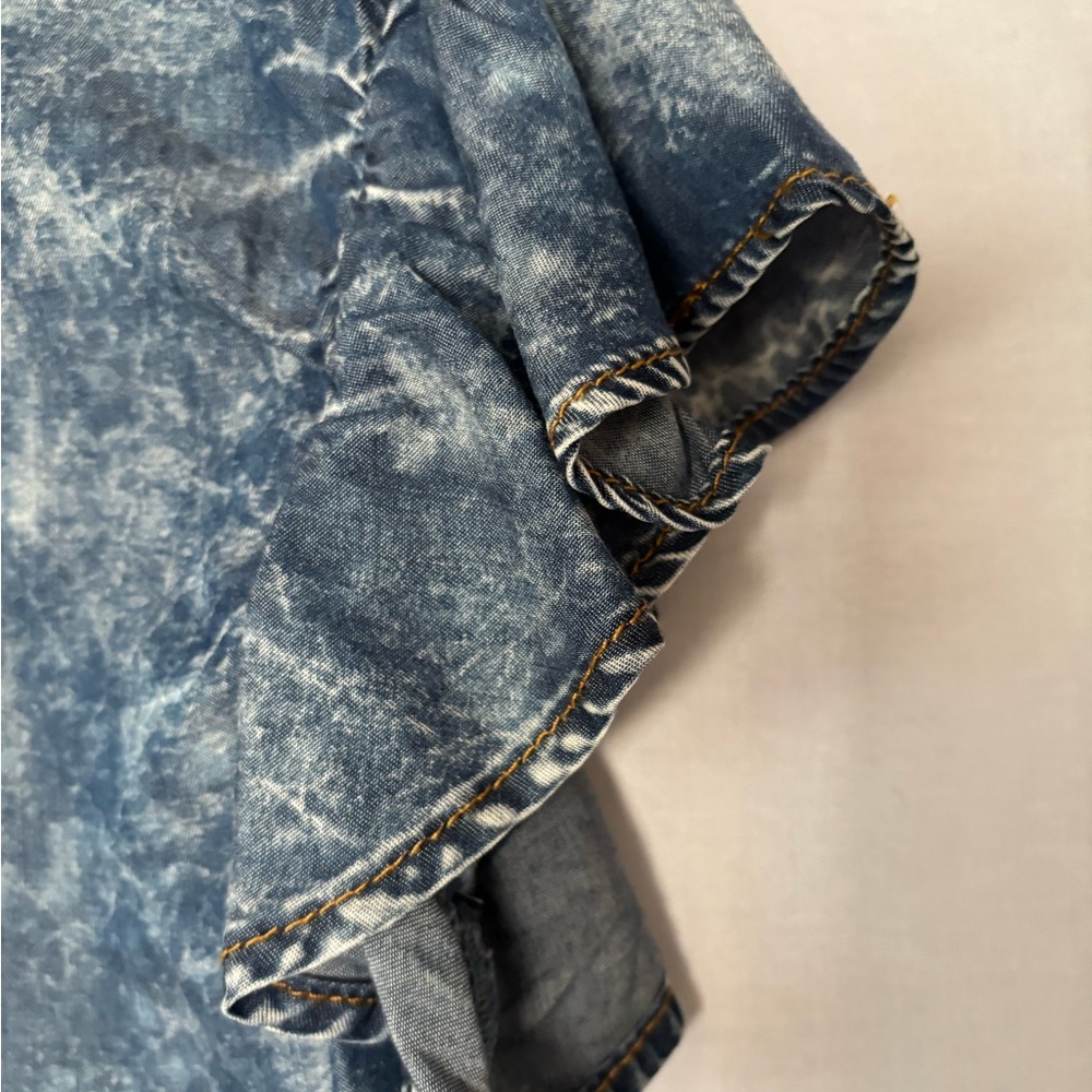Chelsea & Violet Washed Blue Ruffle Blouse - Picture 5 of 6